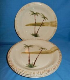 【送料無料】キッチン用品・食器・調理器具・陶器　マルベリーホームダブルパームツリーヤシの木のセットディナープレートSet of 4 Mulberry Home Double Palm Tree Palm Trees 10 1/2 Dinner Plates