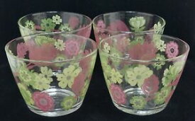 【送料無料】キッチン用品・食器・調理器具・陶器　つの引退したイケア「イデエル」ガラスの花のデザートボウルのセット。ミント倍数Set of Four Retired IKEA IdeellGlass Floral Dessert Bowls. 4, MINT, Multiples