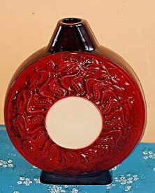 【送料無料】キッチン用品・食器・調理器具・陶器　大型ペギーデイヴィスルビーフュージョンムーンフラスコ花瓶手描きLarge Peggy Davies Ruby Fusion Moon Flask Vase Hand Painted 9 3/4 #1