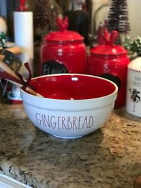 【送料無料】キッチン用品・食器・調理器具・陶器　Rae Dunn XL LL Gingerbread Bowl Cookie Red Lining White Christmas New!