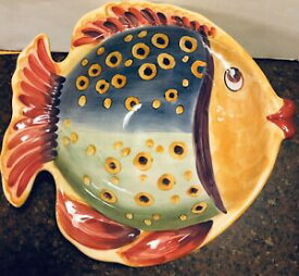 【送料無料】キッチン用品・食器・調理器具・陶器　卓上無制限の手描きの海パターンセラミックサービングボウルTabletops Unlimited Handpainted Under The Sea Pattern Ceramic Serving Bowl