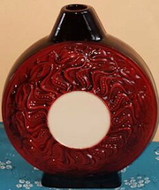 【送料無料】キッチン用品・食器・調理器具・陶器　大型ペギーデイヴィスルビーフュージョンムーンフラスコ花瓶手描きLarge Peggy Davies Ruby Fusion Moon Flask Vase Hand Painted 9 3/4 #2