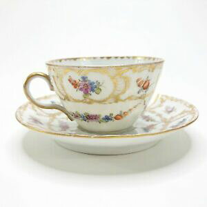 �y���������z�L�b�`���p�i�E�H��E�������E����@���`���[�h�E�N�����E�h���X�f���h�C�c��ŉԂ�`���A�S�[���h�e�B�[�J�b�v�ƃ\�[�T�[Richard Klemm Dresden German Hand Painted Flowers  Gold Tea Cup 