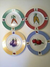 【送料無料】キッチン用品・食器・調理器具・陶器　新鮮な野菜の卓上ディナープレートの無制限セットギンガムFresh Vegetables Tabletops Unlimited Set of 4 Dinner Plates 10 3/8 Gingham
