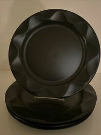 【送料無料】キッチン用品・食器・調理器具・陶器　つのダンスク折り紙オニキスブラックディナープレートのセットSet Of 4 Dansk ORIGAMI Onyx Black Dinner Plates 11”