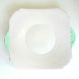 【送料無料】キッチン用品・食器・調理器具・陶器　シェリーアールデコピンクケーキプレートグリーンハンドル磁器イングランドShelley Art Deco Pink Cake Plate 13567 Green Handles Porcelain England 1940 Vtg