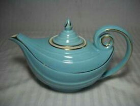 【送料無料】キッチン用品・食器・調理器具・陶器　ヴィンテージホールアラジンティーポットアクアゴールドディテールカップ優れた条件Vintage Hall Aladdin Teapot Aqua w/ Gold Detail 5 Cup Excellent Condition