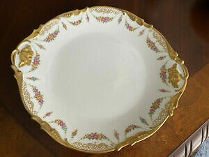 yzLb`piEHEE@WEvbgE[WEtXS[ht[uT[rOP[Lv[gJP JEAN POUYAT LIMOGES FRANCE GOLD FLORAL 12x13hSERVING CAK