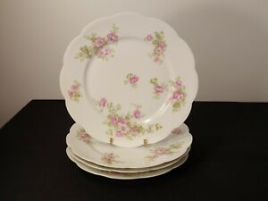 【送料無料】キッチン用品・食器・調理器具・陶器 アンティークコロネリモージュフランスピンクフローラルスカラップディナープレートセットAntique Coronet Limoges France Pink Floral Scalloped Dinner Plates (Set of 4)：hokushin
