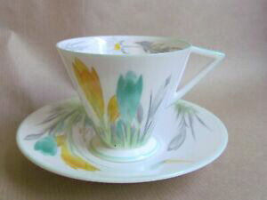 yzLb`piEHEE@VF[CG[NbJXCu`R[q[Jbv\[T[ASHELLEY YELLOW CROCUS W11983 EVE SHAPED COFFEE CUP  SAUCER - RARE (Ref4632)