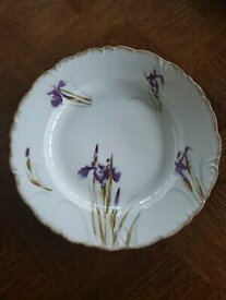 【送料無料】キッチン用品・食器・調理器具・陶器　アンティークリモージュフランス手描きアイライズスファイン磁器サービスプラッターAntique BMdeM Limoges France Hand Painted Irises Fine Porcelain Service Platter