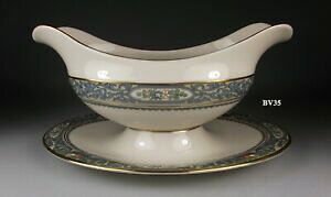 yzLb`piEHEE@mbNXH\[X{[gtX^hS[hobNX^vp[tFNgLENOX AUTUMN GRAVY SAUCE BOAT WITH ATTACHED STAND (gold backstamp) - PERFECT