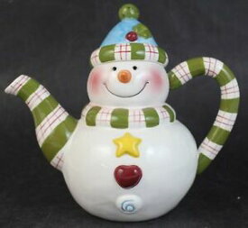 【送料無料】キッチン用品・食器・調理器具・陶器　サイン入りのスタジオノヴァフロスティスノーマン磁器クリスマス蓋付きティーポットSigned Studio Nova Frosty the Snowman Porcelain Christmas Lidded Tea Pot