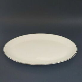 【送料無料】キッチン用品・食器・調理器具・陶器　フリントリッジチャイナベルミアオーバルサービングプラッターインチオフホワイトプラチナFlintridge China Bellmere Oval Serving Platter 14 Inches (Off White/Platinum)