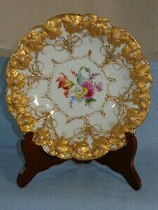 yzLb`piEHEE@AeB[N}CZ͏dƃuhE{Ev[gԂĂ܂Antique Meissen Porcelain Raised Heavy Gold Leaf And Grapes Bowl Plate Floral