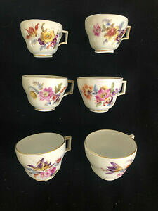 yzLb`piEHEE@ԕ̂̐IeB[Jbṽ}CZZbgMeissen Set of Six 19th century Tea Cups in Floral Pattern