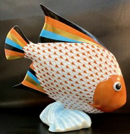 【送料無料】キッチン用品・食器・調理器具・陶器　??ミントラージレアヘレンドオウム魚ラストフィッシュネットフィギュア小売?? MINT Large Rare HEREND Parrot Fish Rust Fishnet Figurine ($1,090 Retail)