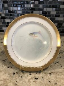 【送料無料】キッチン用品・食器・調理器具・陶器 レノックスローチ鯉磁器キャビネット魚のゲームプレートゴールドトリムLenox Roach carp Porcelain Cabinet Fish Games Plates C 1920 gold trim：hokushin