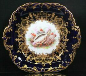 【送料無料】キッチン用品・食器・調理器具・陶器　珍しいコールポートスクエアデザートプレートハンド塗装貝ジョンバーカーサーカRare Coalport Square Dessert Plate Hand painted Seashells John Barker Circa 1830