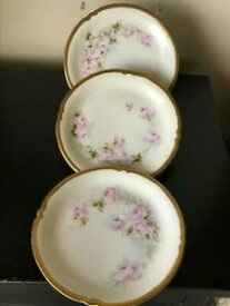 【送料無料】キッチン用品・食器・調理器具・陶器　手描きジャン・プヤットリモージュフランスプレートピンクのバラHand Painted -Jean Pouyat (J.P.L) Limoges France 3 Plates-Pink Roses