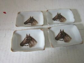 【送料無料】キッチン用品・食器・調理器具・陶器　馬頭付きヴィンテージ磁器バターパットディッシュのセットSet of 4 Vintage Porcelain Butter Pat Dishes with Horse Head