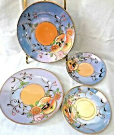 【送料無料】キッチン用品・食器・調理器具・陶器　ヴィンテージ光沢製品プレートは、デザートプレートソーサープレートのロットを設定します。Vintage Luster Ware Plates set lot　of 2 Dessert plates &amp; 2 Saucer Plates.