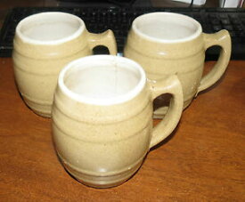 【送料無料】キッチン用品・食器・調理器具・陶器　アンティークイエローウェアバレルマグ3 Antique Yellow Ware Barrel Mugs