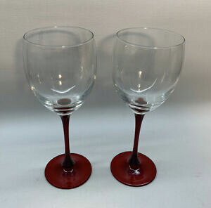 yzLb`piEHEE@OXhNCOXԂs~iNtXZbgGlass Drinking / Wine Glass 8 Transparent w/Red Stem Luminarc France Set of 2