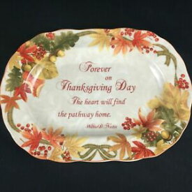 【送料無料】キッチン用品・食器・調理器具・陶器　第秋のお祝い永遠に楕円形の盛り合わせ感謝祭222 Fifth AUTUMN CELEBRATION Forever Oval Serving Platter 14x10 Thanksgiving