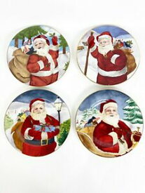 【送料無料】キッチン用品・食器・調理器具・陶器　アメリカのアトリエサンタクロースクリスマスプレートセットホリデープレートAmerican Atelier Santa Claus Christmas Plates 5052 Set Of 4 Holiday plates