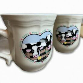 【送料無料】キッチン用品・食器・調理器具・陶器　ティエンシャンストーンウェアホルスタインカウズハートコーヒーティーカップセットTienshan Stoneware Holstein Cows Heart Coffee Tea Cup SET of 4