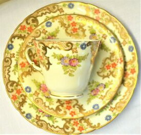 【送料無料】キッチン用品・食器・調理器具・陶器　サザーランド中国イングランドギルトフローラルハンドペイントトリオティーカップソーサープレートSutherland China England Gilt Floral Hand Painted Trio Tea Cup Saucer Plate