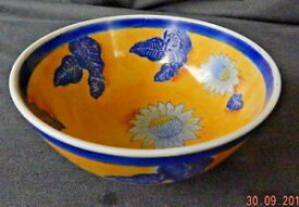 【送料無料】キッチン用品・食器・調理器具・陶器　中国装飾磁器製の青いひまわり手塗装Blue Sunflower Hand Painted Made in China Decorative Porcelain Bowl