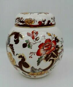 【送料無料】キッチン用品・食器・調理器具・陶器 メイソンのアイアンストーンジンジャージャーティーキャニスターふたブラウンベルベットパターンMason’s Ironstone Ginger Jar/Tea Canister with