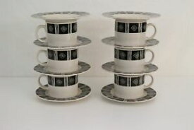 【送料無料】キッチン用品・食器・調理器具・陶器　さくらパターンによるマジェスティックウェアフラットカップとソーサーMajesticware by Sakura INCA pattern (6) Flat Cups and (6) Saucers