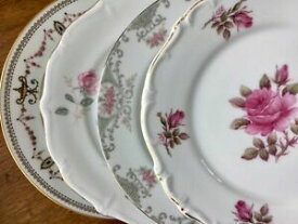 【送料無料】キッチン用品・食器・調理器具・陶器　不一致中国サラダデザートプレートセットピンクバラMismatched China Salad Dessert Plates Set of 4 ~ Pink Roses ~ 7 1/2”- 7 3/4”
