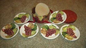 【送料無料】キッチン用品・食器・調理器具・陶器　社の新セットグレープモチーフオースドーヴルカナッペプレートNEW Set of 6 DESIGNPAC Inc. Grape Motif 6.5 Hors d'oeuvre Canape Plates