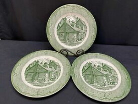 【送料無料】キッチン用品・食器・調理器具・陶器　●カリアーアイヴス「オールド・キュリオシティ・ショップ」グリーンセット・オブ・ディナープレート枚Currier &amp; Ives OLD CURIOSITY SHOP Green ~ Set of 3 ~ Dinner Plates ~ 1