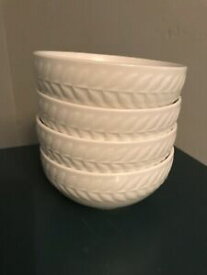 【送料無料】キッチン用品・食器・調理器具・陶器　プファルツグラフホワイト磁器葉スープシリアルボウルセットPfaltzgraff White Porcelain Leaf Soup/cereal Bowls Set Of (4) 6”
