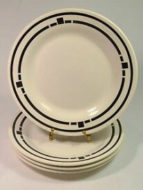 【送料無料】キッチン用品・食器・調理器具・陶器　ヴィンテージオックスフォードブラジルブラックスクエア幾何学サラダランチョンプレートのセットSet of 4 Vintage Oxford Brazil Black Squares Geometric 9 Salad Luncheon Plate