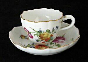 yzLb`piEHEE@AeB[NNEhXf̃~j`AJbv\[T[A`̉ANTIQUE CROWN DRESDEN PORCELAIN MINIATURE CUP  SAUCER, HAND-PAINTED FLOWERS