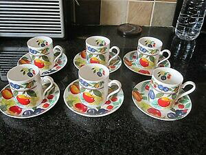 yzLb`piEHEE@CEJ[JGfR[q[Jbvʃ\[T[̑fGȃZbgLOVELY SET OF 6 ROY KIRKHAM EDEN COFFEE CUPS CANS  SAUCERS IVGC