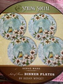 【送料無料】キッチン用品・食器・調理器具・陶器　スーザンウィンゲット春ソーシャルクラッカーバレルデザートプレートバタフライセットSusan Winget Spring Social Cracker Barrel Dessert Plates Butterfly Set of 4