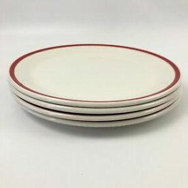 【送料無料】キッチン用品・食器・調理器具・陶器　スティールアイト・メイド・イン・イングランド・ホワイト、レッドストライプディナープレートセット Steelite Made In England White with Red Stripe Dinner Plates 2013 Set of 4