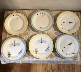 【送料無料】キッチン用品・食器・調理器具・陶器　ウィリアムズソノマバグ蝶デザートプレートバグモチーフWilliams Sonoma Bugs &amp; Butterflies 6 1/2 dessert plates bugs motif-set of 6