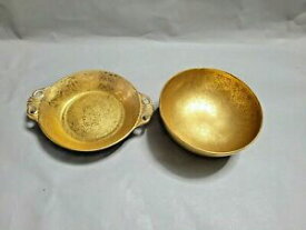 【送料無料】キッチン用品・食器・調理器具・陶器　ヴィンテージピッカード手塗装ゴールデンフットボウルゴールドトーンガラスボウルVintage Pickard Hand Painted Golden Footed Bowl &amp; Gold Tone Glass Bowl