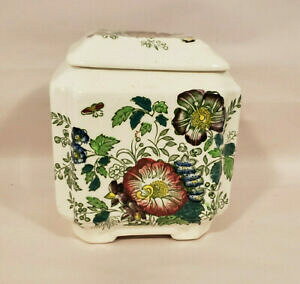 yzLb`piEHEE@AeB[NC\YO[}`J[p^[XNGAt@Antique MASONS China PAYNSLEY Green MultiColor Pattern #4816 - 4 Square FAN JAR