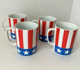 【送料無料】キッチン用品・食器・調理器具・陶器　フィッツとフロイド愛国心アメリカの旗コーヒーカップマグカップ星条旗磁器Fitz and Floyd Patriotic American Flag Coffee Cups Mugs Stars Stripes Porcelain