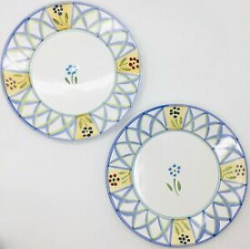 【送料無料】キッチン用品・食器・調理器具・陶器　カレカディナープレートイタリアで手描きCALECA GRECA 11” Dinner Plates Hand Painted In Italy - VGC NO CHIPS