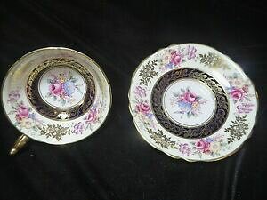 yzLb`piEHEE@̍COhLrlbgJbvƃ\[T[`cS[hBpSBUnmarked Bone China England Cabinet Cup And Saucer Chintz Gold. Par